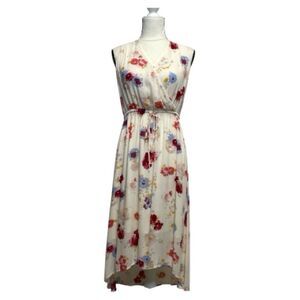 Lucky Brand Floral Sleeveless Faux Wrap High-Low Dress Size Medium